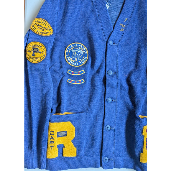 NWT Polo Ralph Lauren Varsity-Inspired Patch Tiger Cardigan Sz XXL Royal 9M506 - Picture 5 of 13